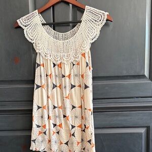 Chic Cream and Orange Women's Blouse